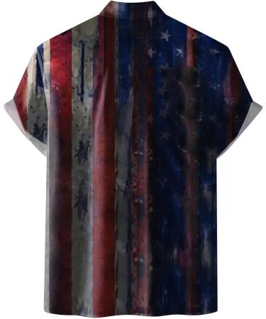 BEUU Men's Independence Day Soldier Shirt - American Flag Patriotic Button Down (Blue, X-Large) - Buy Online on GoSupps.com