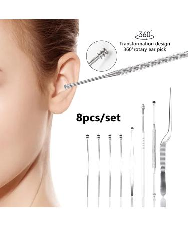 Stainless Steel Ear Cleaner Tool Set for Safe Ear Wax Removal - Includes Ear Curette, Ear Pick, Swab, Brush, and Storage Box - Buy Online on GoSupps.com
