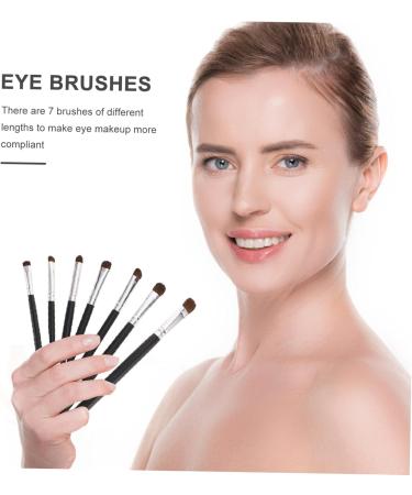 Healeved 7pcs Eyeshadow Daily Use Makeup Brush Horse Hair Concealer Brush Wood Black Lip Brush - Buy Online on GoSupps.com