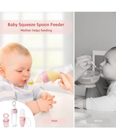 Termichy Baby Food Feeder - Soft Silicone Spoon for Teething Relief and First Stage Feeding - Pink (Style B) - Buy Online on GoSupps.com