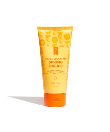 Higher Education Skincare SPRING BREAK Oil-Free Daily Sunscreen SPF 30 3 fl. oz. Lightweight & Non-Comedogenic Facial Liquid Sunblock Protects Against UVA & UVB Rays All Skin Tones No White Cast