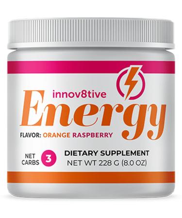 Innov8tive Energy - Orange Raspberry Flavor Drink Mix | Powerful B Vitamins Sustained Energy Support and Cognitive Focus For Energy Drink Enthusiasts Energy Supplements - Net Weight 228g