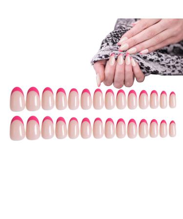 Almond Press On Nails - Press On Nails Almond Medium | French False Nails Easy to Match Almond-Shaped Fake Nails for Valentine's Day Wedding Dating Pochy Style 2