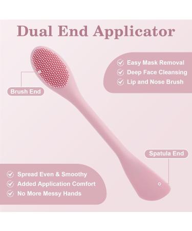 Prasacco 2 PCS Silicone Face Mask Brushes for Women - Double-Head Makeup Beauty Tool for Mud, Clay, Charcoal Masks - Pink Gray - Buy Online on GoSupps.com