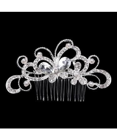 Jagowa Bridal Side Hair Comb Clip Rhinestone Hollow Flower Hair Comb Sparkling Headpiece Wedding Prom Party Hair Accessories for Bride Bridesmaid Women Butterfly - Buy Online on GoSupps.com