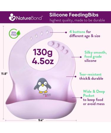 NatureBond Silicone Weaning Bibs for Babies & Toddlers - Set of 2 in Cotton Candy Pink & Macaron Lavender with Carry Pouch - Buy Online on GoSupps.com