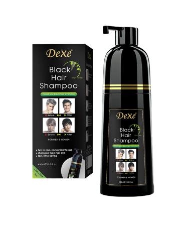 Black Hair Dye Shampoo for Gray Hair  Semi-Permanent Hair Color Shampoo for Women and Men  Herbal Ingredients and Ammonia Free  3 in 1-100% Grey Coverage DEXE(14 Fl oz) 14 Fl Oz (Pack of 1)
