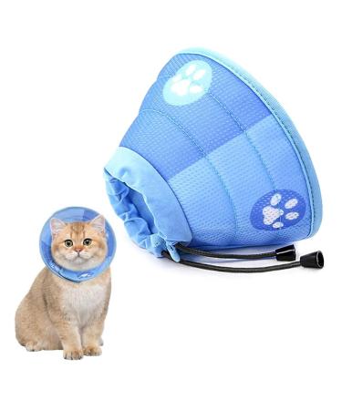 Halskrause cat protective collar adjustable cat collar leak protection cat funnel restoring collar collar crank Cone after surgery and injuries for puppies and cats (m blue)