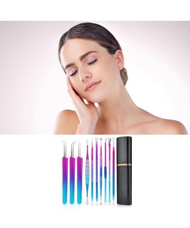 Rehomy 10pcs Stainless Steel Blackhead Remover Extractor Tools Acne Kit Pimple Popper Tool Kit for Nose Face Forehead - Buy Online on GoSupps.com