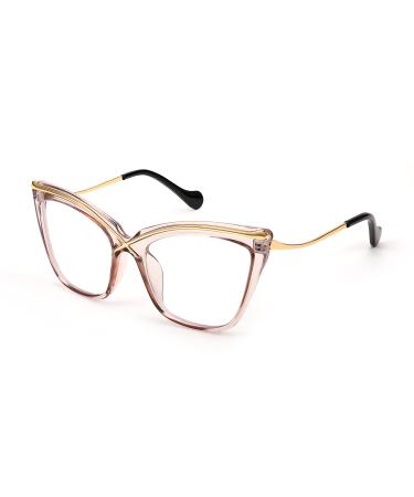 Feizedy blue light filter glasses without strength classic cat eye computer glasses blue light blocking glasses pc gaming glasses b2956 transparent tea 55 millimeters - Buy Online on GoSupps.com
