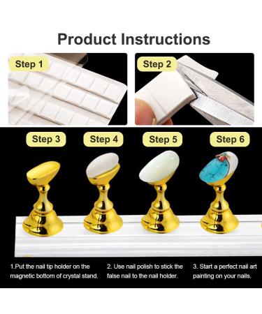 Cyh 2 Set Acrylic Nail Exercise Stand - Magnetic Nail Tip Holder & 96 Reusable Adhesive Spatula for Nail Art Practice & Display - Buy Online on GoSupps.com