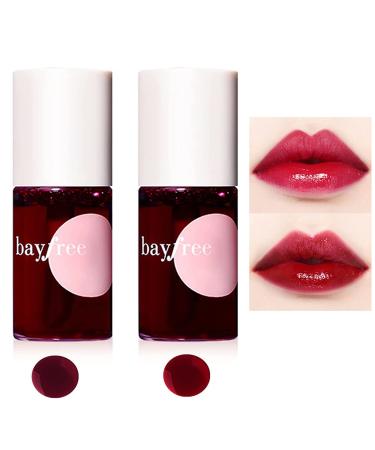 2 Pack Lip Tint Stain Set Multi-use Lip and Cheek Tint Moisturizing Liquid Blush and Lip Paint High Pigment Vivid Color Long-Lasting Weightless Lipstick Lip Tint Lacquer Makeup (Watermelon & Cherry)
