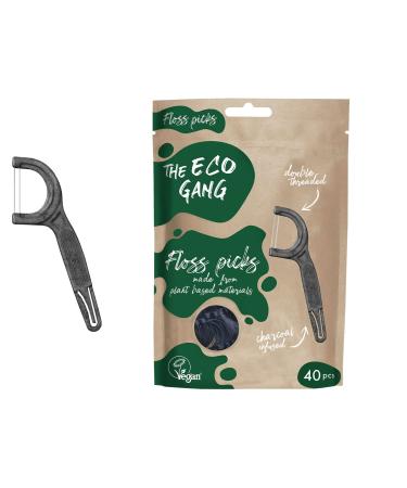 The Eco Gang dental floss picks made from plant-based materials vegan anthracite