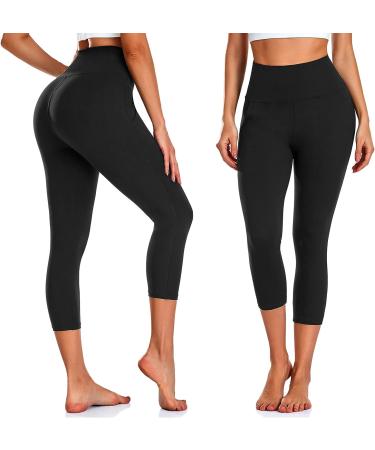 3 Pack Capri Leggings for Women with Pockets-High Waisted Tummy Control Workout Gym Yoga Pants - Black (L-XL) - Buy Online on GoSupps.com