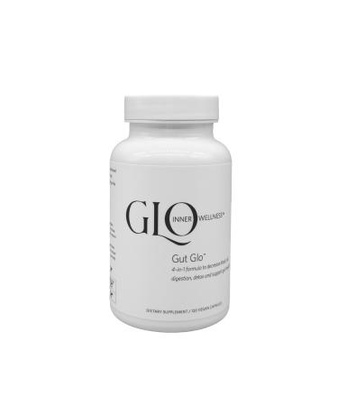 GLO Inner Wellness Gut Glo Natural Bloating Relief Gut Health Digestion & Constipation Aid 4-in-1 Probiotic Digestive Enzyme Magnesium & Organic Herb Capsules - Vegan 120 Count