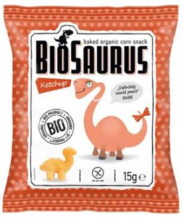  BioSaurus Corn chips Dinosaurs with ketchup taste gluten free BIO 15g BioSaurus - Buy Online on GoSupps.com