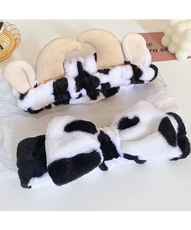 Beaupretty Makeup Headband Cow Ears - 2 Pieces, Soft Spa Headband for Bath & Makeup - Cute Cow Pattern - Buy Online on GoSupps.com
