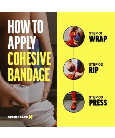 6 Rolls SPORTTAPE Cohesive Bandage | Self Adhesive Vet Wrap - 5CM x 4.5M - Mixed Colours | Pet Tape for Dogs Horses Equestrian | Football Sock Wrap & Compression Bandage Assorted 5x450 cm (Pack of 6) - Buy Online on GoSupps.com