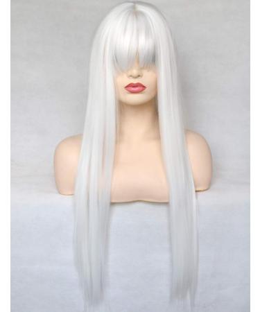 BLUPLE 22 Platinum White Synthetic Hair Wig for Cosplay Daily Wear - No Lace Straight None-Lace Wig #1001 - Buy Online on GoSupps.com