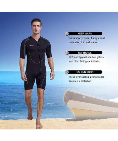 Seaskin 3mm Shorty Wetsuit - Front Zip Full Body Diving Suit for Men and Women - Buy Online on GoSupps.com