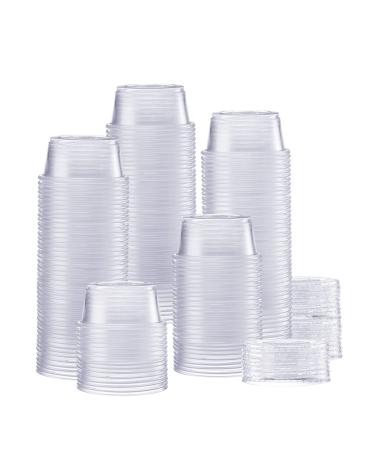 200 Sets - 2 oz. Plastic Disposable Portion Cups with Lids, Souffle Cups, Jello Cups