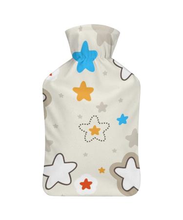Color Stars Hot Water Bottle With Cover Plush Bed Bottle Hand Warmer For Adults And Children 26.5X15.3cm