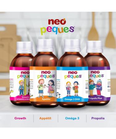 Neo Peques Growth Syrup for Children from 6 Months - 150 ml - 100% Natural Ingredients - Vitamins and Minerals Essential for Growth - Orange Flavor - Buy Online on GoSupps.com