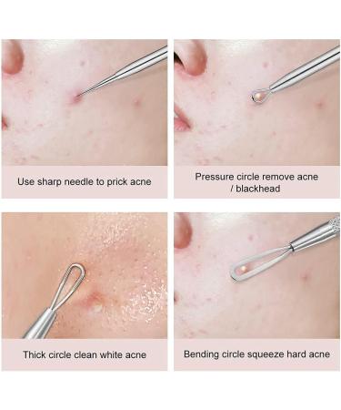 Acne Remover Tools Nose Acne Remover Stainless Made Blackhead Remover Tool Acne Blemish Needle Pimple Spot Extractor Pin-Extractor Acne Tool Pimple Spot Popper Silver - Buy Online on GoSupps.com