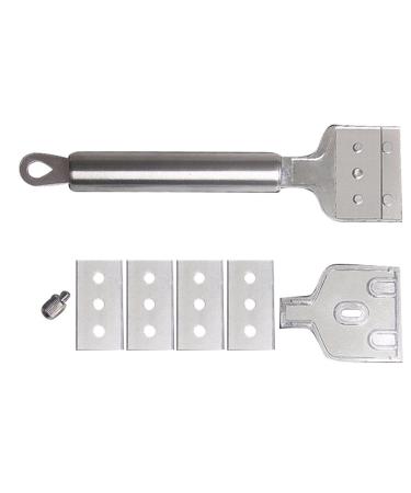 Cooktop Cleaning Scrapers Stainless Steel Glass Scraper with 4 Replacement Blades Sticker Removal Scraper with 4 Replacement Blades Suitable for Glass Ceramic and Induction Cooktops