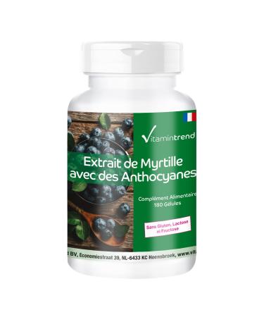 Blueberry extract - with 25% anthocyanins - highly dosed - vegan - 180 capsules | Vitamintrend