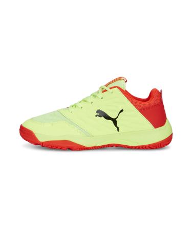 PUMA Unisex Kids' Sport Shoes ACCELERATE TURBO JR II Handball Shoes FAST YELLOW-RED BLAST-PUMA BLACK 37.5