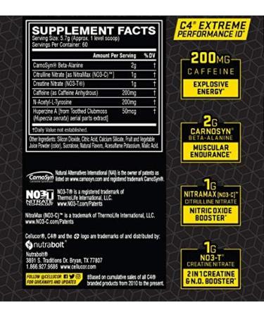 C4 Extreme Pre Workout Powder Fruit Punch - Energy Supplement for Men & Women | 200mg Caffeine, Beta Alanine, Creatine | 60 Servings - Buy Online on GoSupps.com
