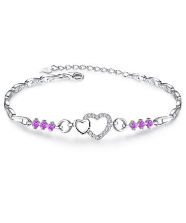 Women's Bracelet Exquisite Heart Bracelet Jewelry Crystal Bracelet Popular Fashion Jewelry Bracelet Personalized Birthstone Bracelet Natural Birthday Bracelet Purple