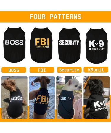 YIKEYO X-Small Dog Shirts 4PC Pack - Black Security Boss K9 Unit FBI - Puppy Clothes for Boys - Chihuahua Summer Outfits - Buy Online on GoSupps.com