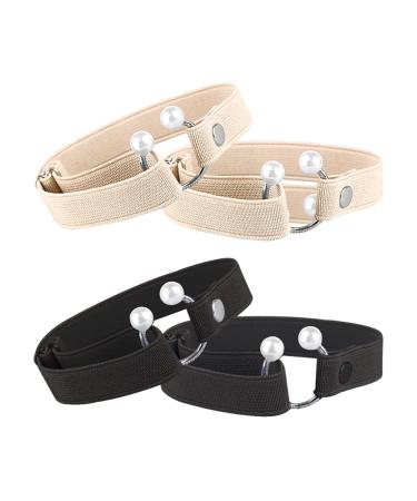2 Pairs Detachable Elastic Shoe Strap Anti Slip Shoe Belt Ankle Straps Bands Converts with Artificial Pearl for Holding Loose High Heel