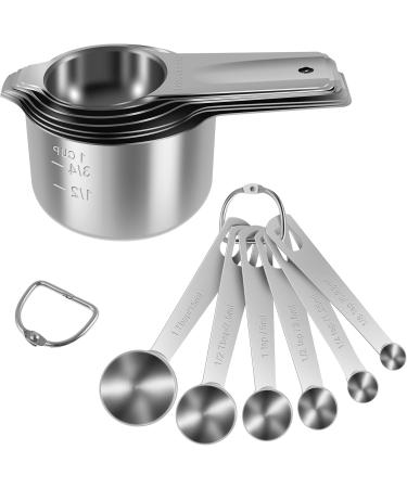 Abizarch 13Pcs Measuring Cup Spoon Set Stainless Steel Measuring Cup Spoon with Clear Scale Rustproof Kitchen Measuring Cup and Spoon Set for Home Cooking Baking ZHAZHAMO(Style 1) - Buy Online on GoSupps.com