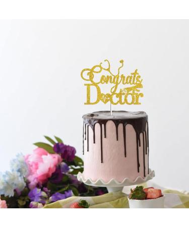 Tenhaisi Gold Glitter Congrats Doctor Cake Topper Medical School Doctor Graduation Party Decoration Supplies for Boy Girl College Graduation Cake Decor - Buy Online on GoSupps.com