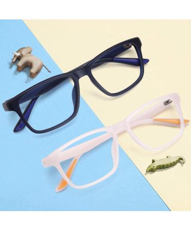 Kids Blue Light Blocking Glasses for Boys Girls Lightweight TR Computer Gaming Eyeglasses Frames Anti Eyestrain Dark Blue+light Pink - Buy Online on GoSupps.com