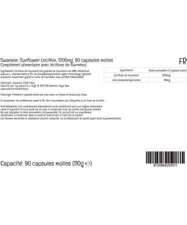 Swanson Sunflower Lecithin 1200mg - 90 Softgels | Soy-Free, Gluten-Free, Non-GMO | High Dose, Lab-Tested Formula - Buy Online on GoSupps.com