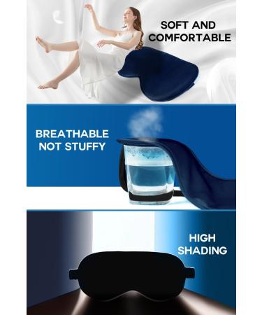 BLSSNZ Silk Sleep Mask for Women - Organic Mulberry Silk Eye Mask for Sleeping - Adjustable Straps - Travel Essential (Navy Blue) - Buy Online on GoSupps.com