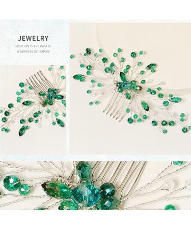 ISLHJDD Bridal Diamante Emerald Green Green Hair Accessories Bridesmaid Hair Accessories Wedding Hair Accessories Vine Crystals Hair Ornament Hair Vines Decorative Hair Accessories for Brides Girls - Buy Online on GoSupps.com