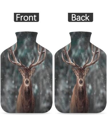 Wildlife Deer Hot Water Bottle with Fluffy Cover | 2L Capacity | Cozy Winter Relief for Kids & Adults - Buy Online on GoSupps.com