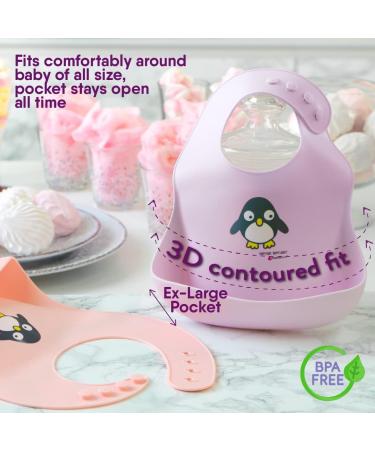NatureBond Silicone Weaning Bibs for Babies & Toddlers - Set of 2 in Cotton Candy Pink & Macaron Lavender with Carry Pouch - Buy Online on GoSupps.com