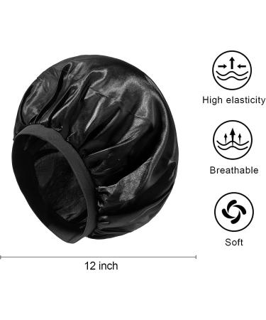 Awegeo 3 Large Silk and Satin Nightcaps for Women - Long Hair Bonnet and Black Hats for Girls - Buy Online on GoSupps.com