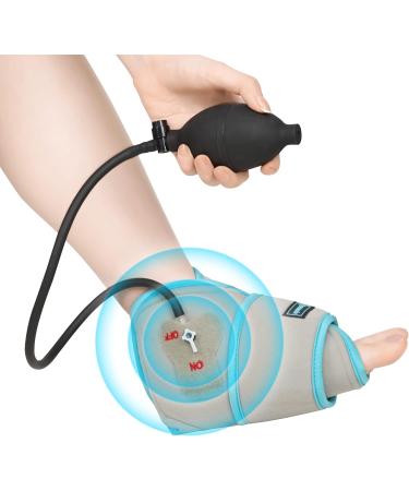 Compression Ankle Ice Pack with Air Pump - Hot & Cold Therapy for Plantar Fasciitis, Swelling, Sprains - Reusable Gel Wrap for Foot Injuries - Buy Online on GoSupps.com