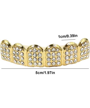 Shakven Gold Plated Hiphop Tooth Grillz Caps Hiphop Tooth with Rhinestones Copper Plated Gold Tooth Caps Party for Cosplay Costumes Portable Mouth Grillz Upper Fang - Buy Online on GoSupps.com