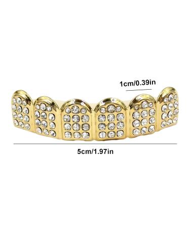 Kirdum Hip-Hop Tooth Clip - Gold-Plated Grillz with Rhinestones | Stylish Grilled Grill Caps for Cosplay & Parties - Buy Online on GoSupps.com