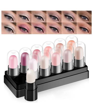 12 Colors Gradient Glitter Eyeshadow Stick Sets  Eye Shadow Stick Makeup Set  Smoky Eyeshadow Sticks Waterproof Shimmer Brow Pearl White Rose Pink Light Gold Gray Copper Blue Green Red Taupe Beige Black Smokey Silver Eye...