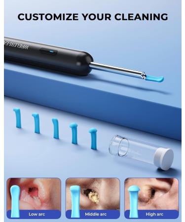 KAUGIC Ear Wax Removal Kit with 1080P Camera and 8 Pcs Ear Set - Otoscope with Light for iPhone & Android - Black Polypropylene - Buy Online on GoSupps.com