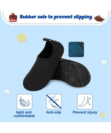 Kids Beach Swim Shoes | Non-Slip Quick Dry Aqua Socks for Boys & Girls | 7/7.5 UK Child | Black - Buy Online on GoSupps.com